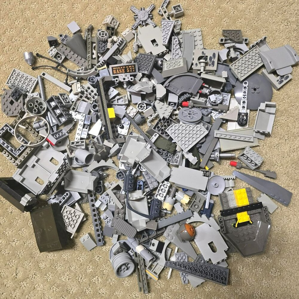 Lego and Compatible with Lego Building Blocks Grey Pieces Lot GA163